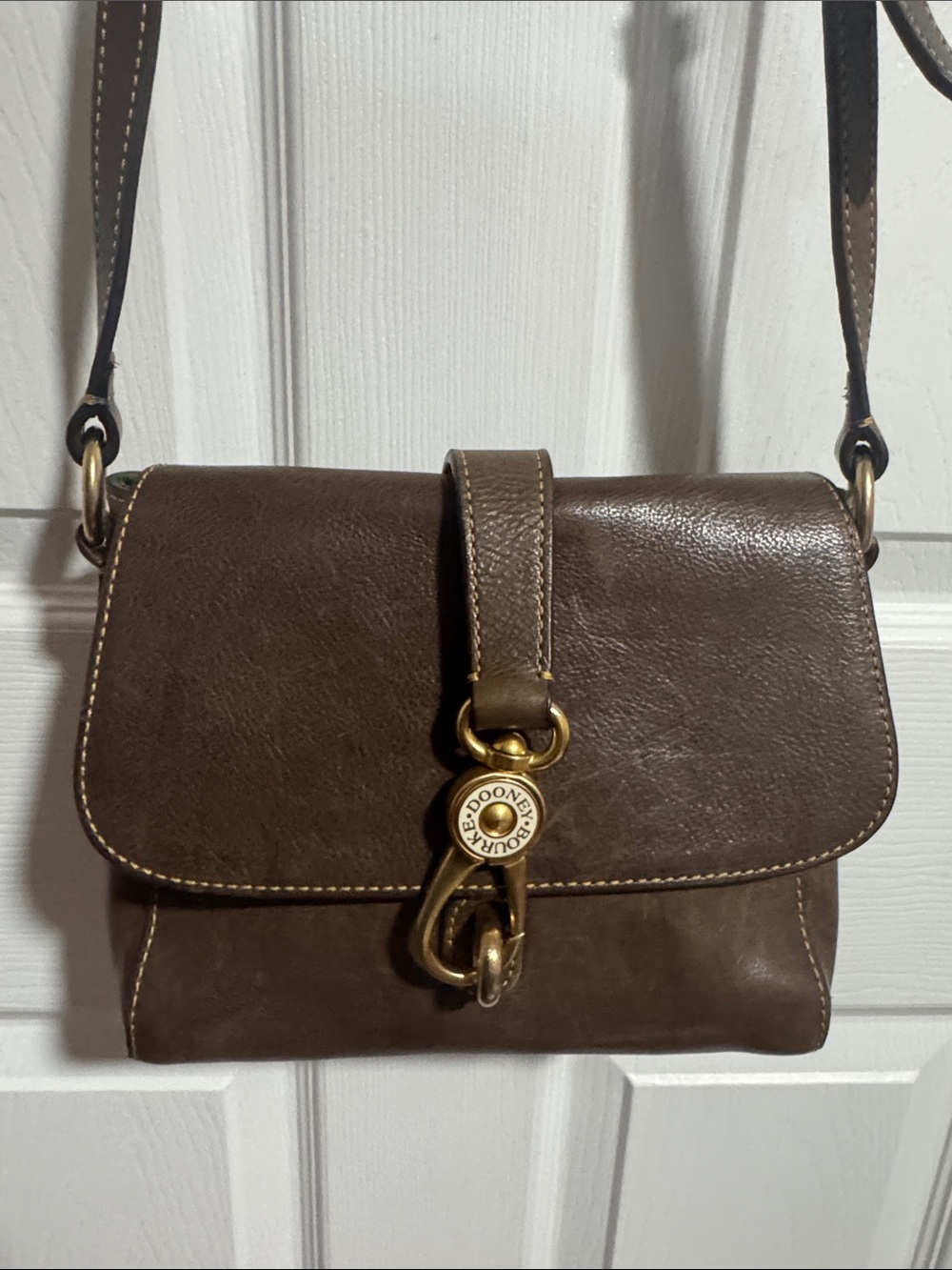 Dooney & Bourke Elephant Gray Florentine Leather Small Ashley Crossbody (Gold)
